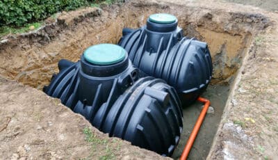 Two,Plastic,Underground,Storage,Tanks,Placed,Below,Ground,For,Harvesting Abwassertank